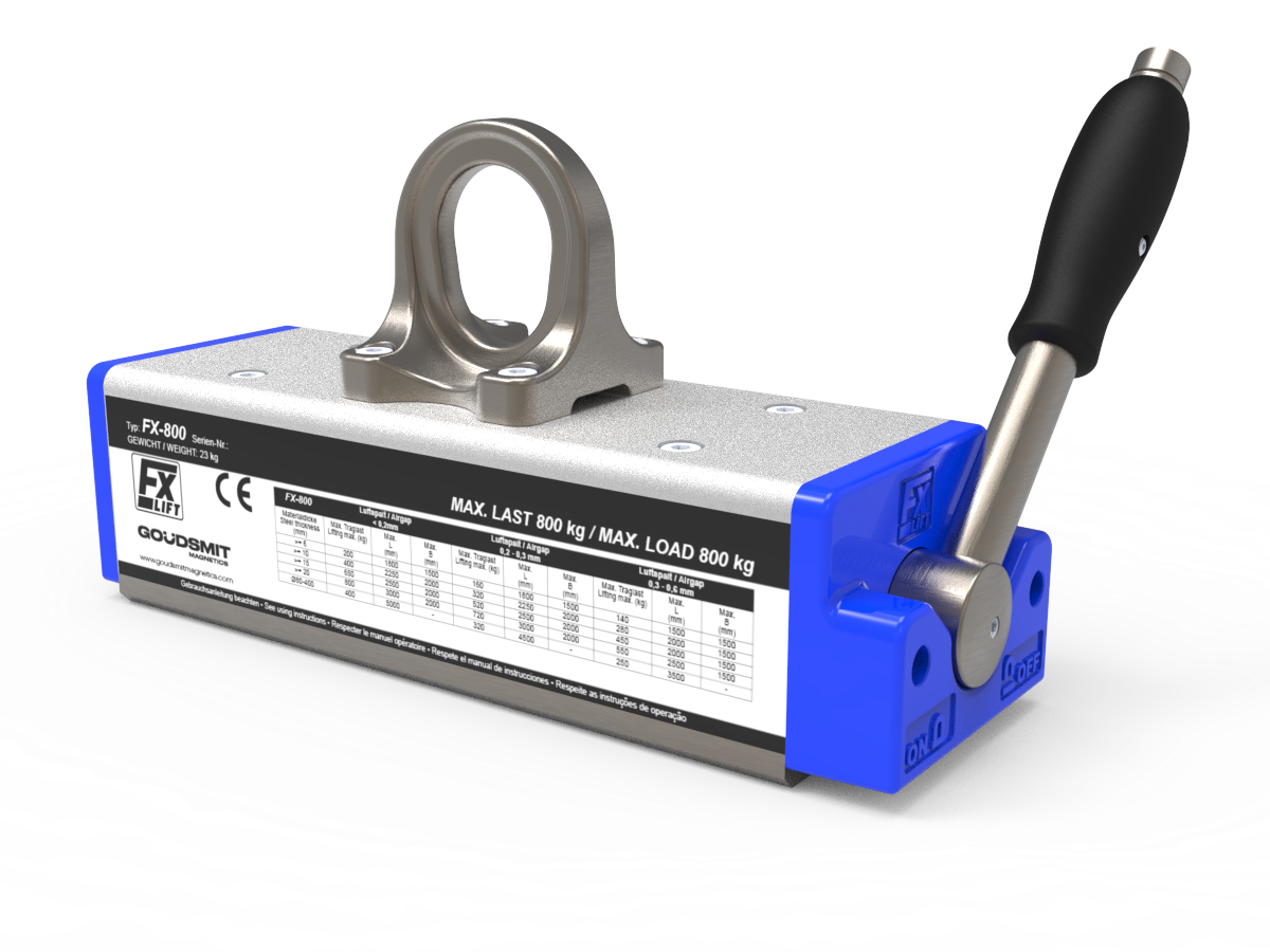 Engineer Magnets Permanent lifting magnet, flat products - 800 kg - Goudsmit Magnetics